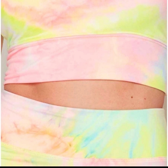 Neon tie-dyed buttery soft yoga - activewear. Set padded bra L\ XL - Picture 3 of 4